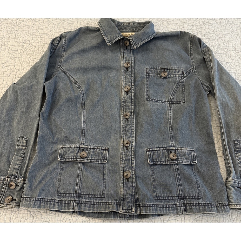 Columbia Women's Large Denim Shirt Jacket Shacket Chore Artsy - Picture 1 of 8